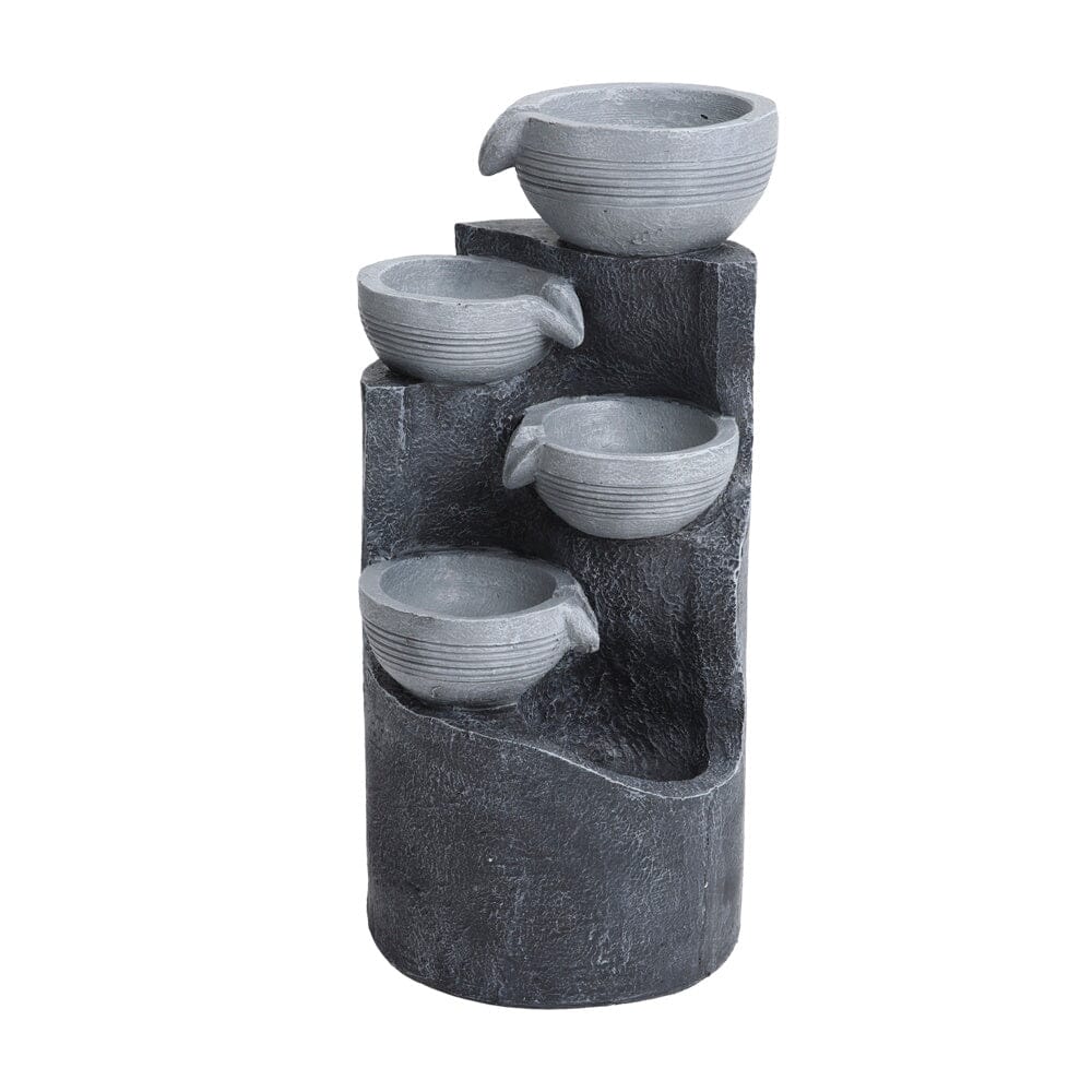 Outdoor Decor Solar-Powered Water Fountain Rockery Decor with LED Light Living and Home 