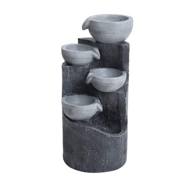 Outdoor Decor Solar-Powered Water Fountain Rockery Decor with LED Light Living and Home 
