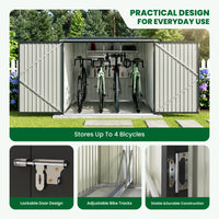 6x7ft Black Galvanized Steel Bicycle Storage Shed