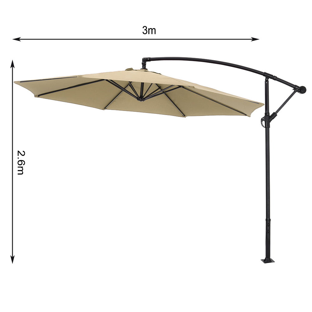 3M Garden Octagon Cantilever Parasol Umbrella with Base