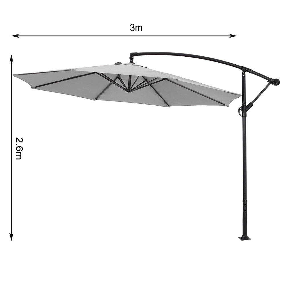 3M Garden Octagon Cantilever Parasol Umbrella with Base
