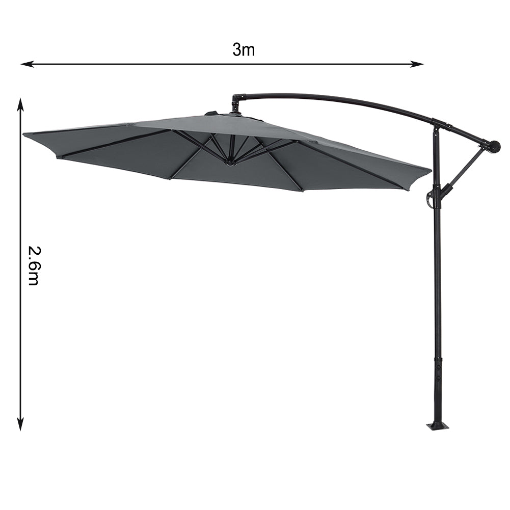 3M Garden Octagon Cantilever Parasol Umbrella with Base