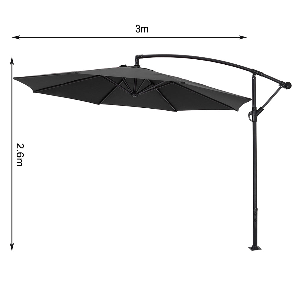 3M Garden Octagon Cantilever Parasol Umbrella with Base