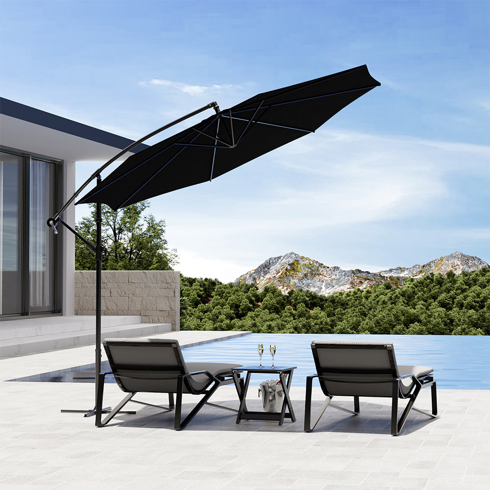 3M Garden Octagon Cantilever Parasol Umbrella with Base
