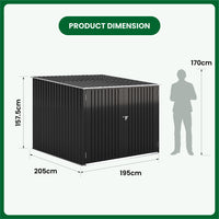 6x7ft Black Galvanized Steel Bicycle Storage Shed