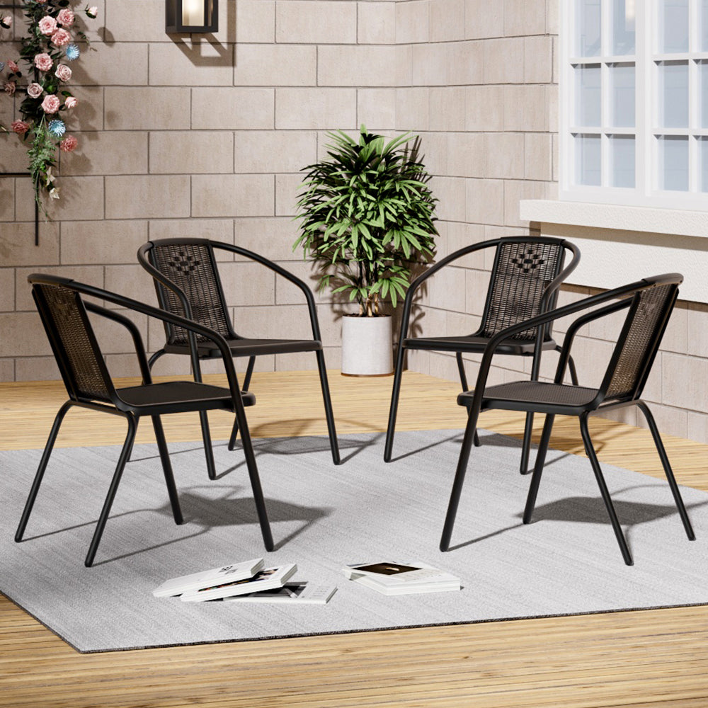 Patio Round Table With Umbrella Hole and Garden Chairs Set