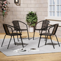 Patio Round Table With Umbrella Hole and Garden Chairs Set