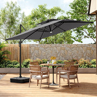 3M Garden Square Solar-Power LED Cantilever Parasol Umbrella