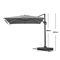 2.5M Grey Garden Cantilever Parasol Umbrella with Base
