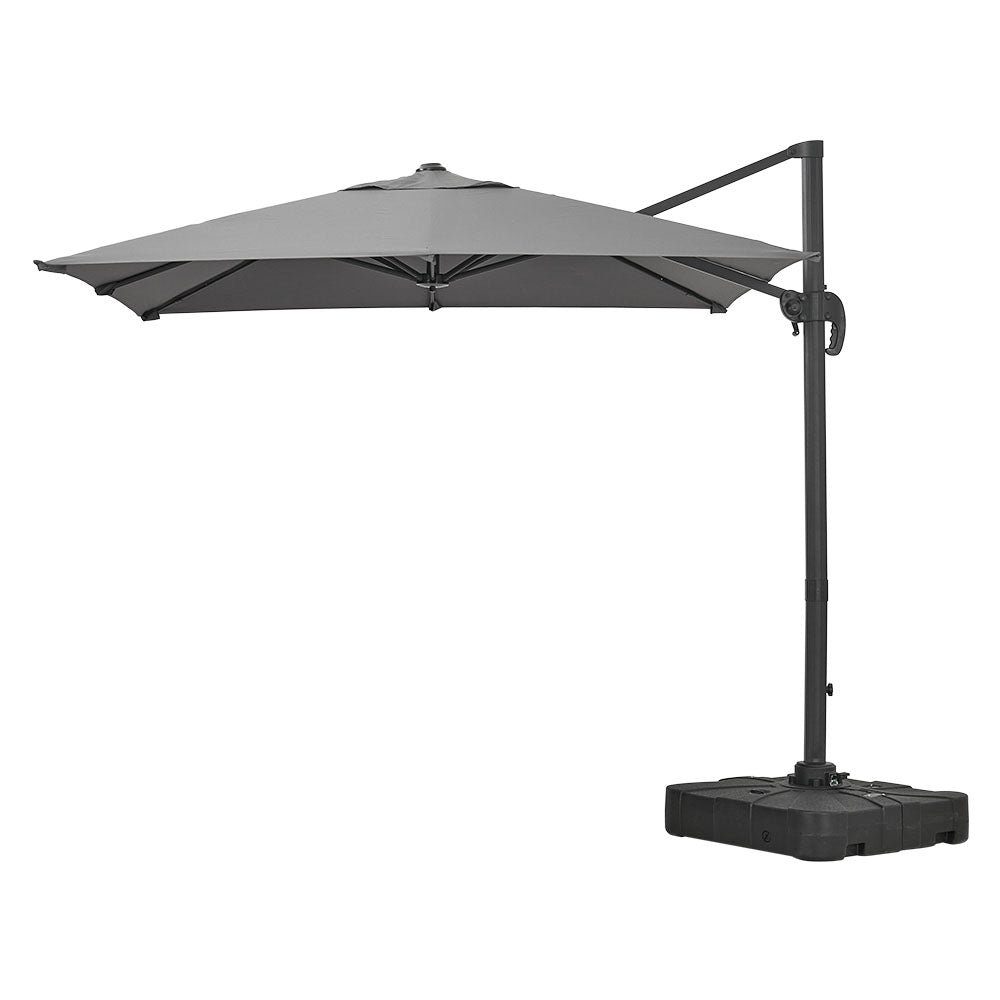 2.5M Grey Garden Cantilever Parasol Umbrella with Base