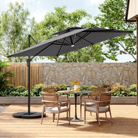 3M Garden Square Solar-Power LED Cantilever Parasol Umbrella