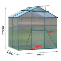 Dimensions of 4x6ft Greenhouse without Base – L130 x W190 x H183.3 cm Size Chart
