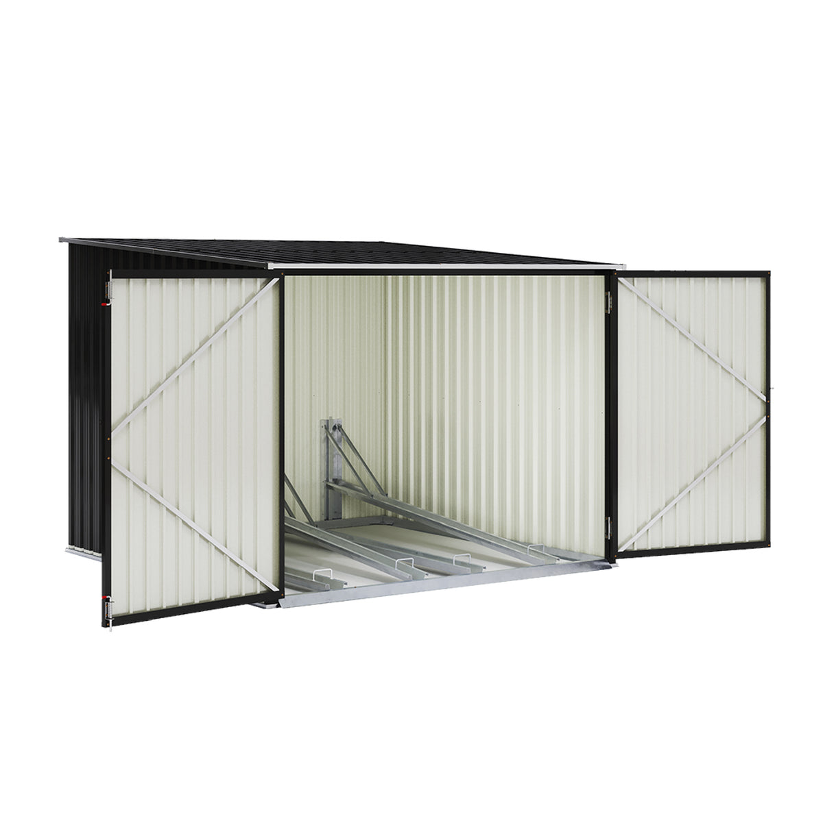 6x7ft Black Galvanized Steel Bicycle Storage Shed