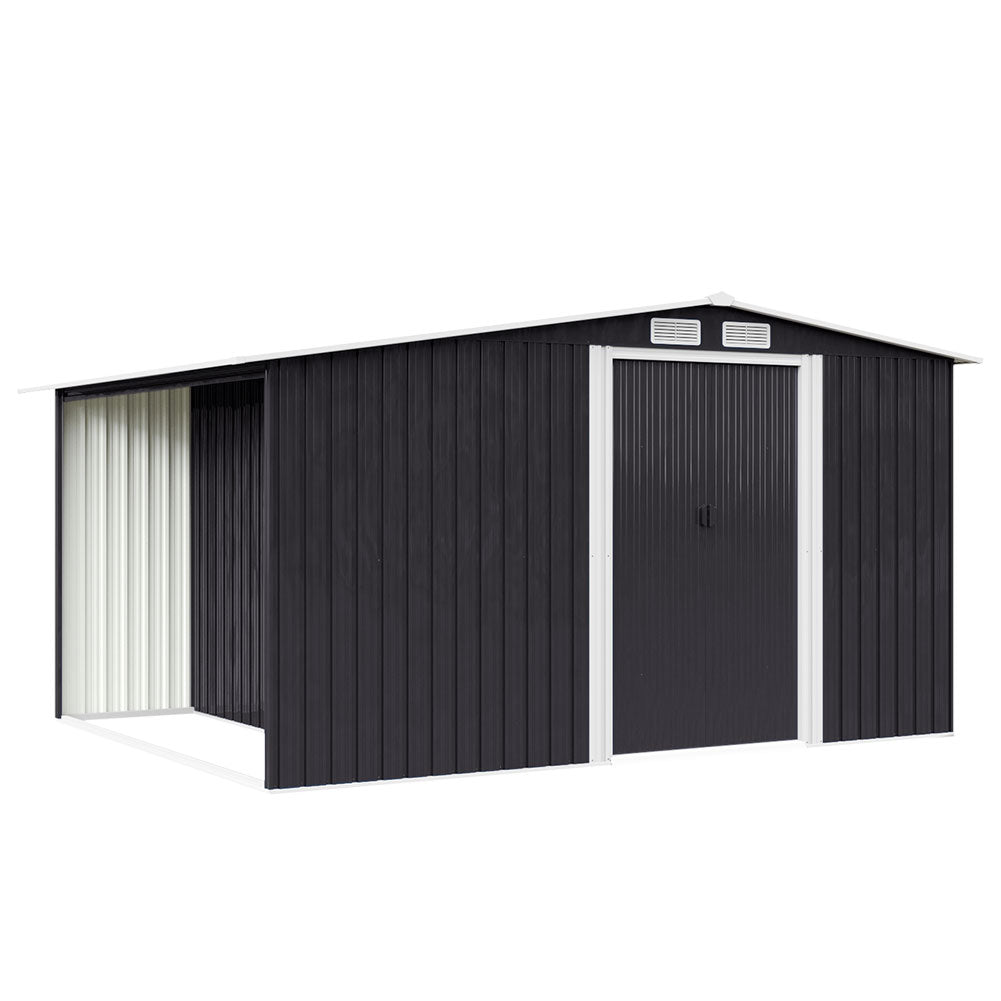 8x8ft Steel Outdoor Shed – Gable Roof Weatherproof Storage Solution