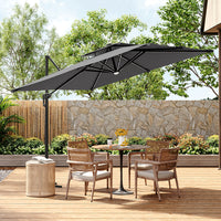 3M Garden Square Solar-Power LED Cantilever Parasol Umbrella