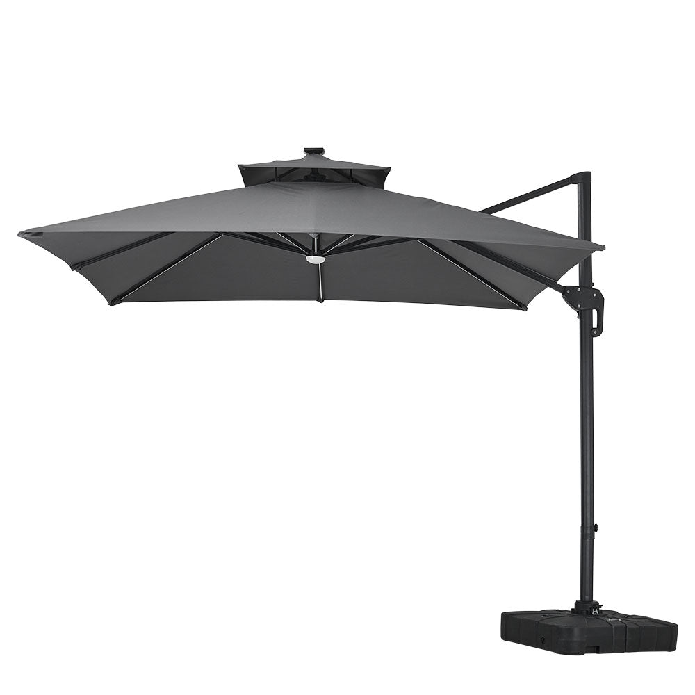 3M Garden Square Solar-Power LED Cantilever Parasol Umbrella