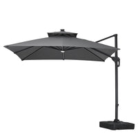 3M Garden Square Solar-Power LED Cantilever Parasol Umbrella