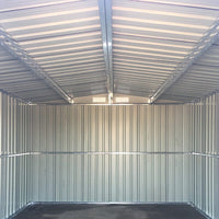 Interior Roof Detail of 8x8ft Black Garden Shed – Reinforced Gable Steel Frame