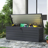 600L Metal Lockable Waterproof Garden Storage Box – Large Capacity Outdoor Tool Chest