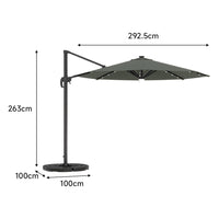 Round Cantilever Garden Parasol Umbrella with Solar Light and Base