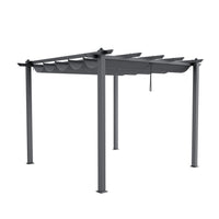 Black Aluminum Frame Patio Pergola with Retractable Canopy – 300cm Outdoor Shade for Deck or Garden