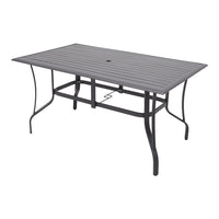 Black 150x90cm Metal Slatted Rectangular Patio Table – Modern Garden Furniture