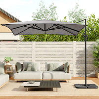 2.5M Grey Garden Cantilever Parasol Umbrella with Base