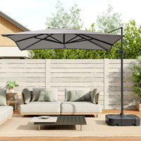 2.5M Grey Garden Cantilever Parasol Umbrella with Base