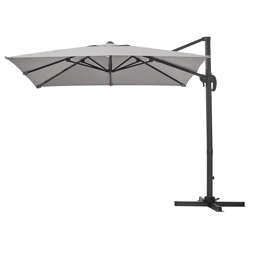 2.5M Grey Garden Cantilever Parasol Umbrella with Base