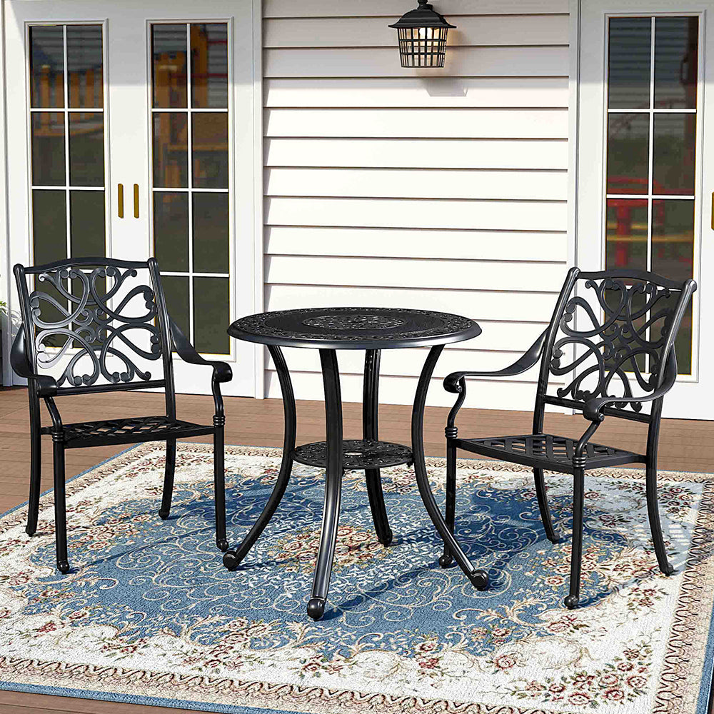 Black Garden Cast Aluminum Round Patio Table