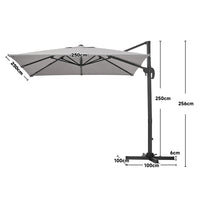 2.5M Grey Garden Cantilever Parasol Umbrella with Base