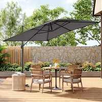 2.5M Grey Garden Cantilever Parasol Umbrella with Base