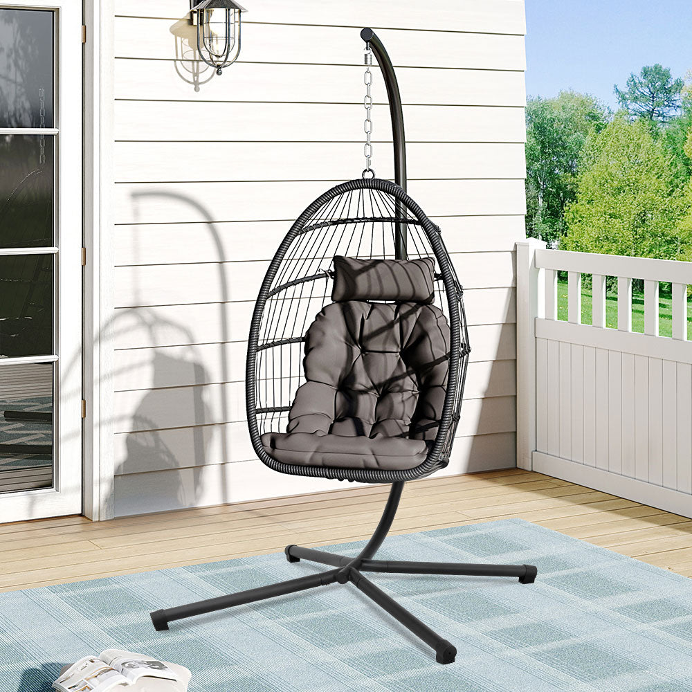 Garden Swing Chair with Stand and Cushion
