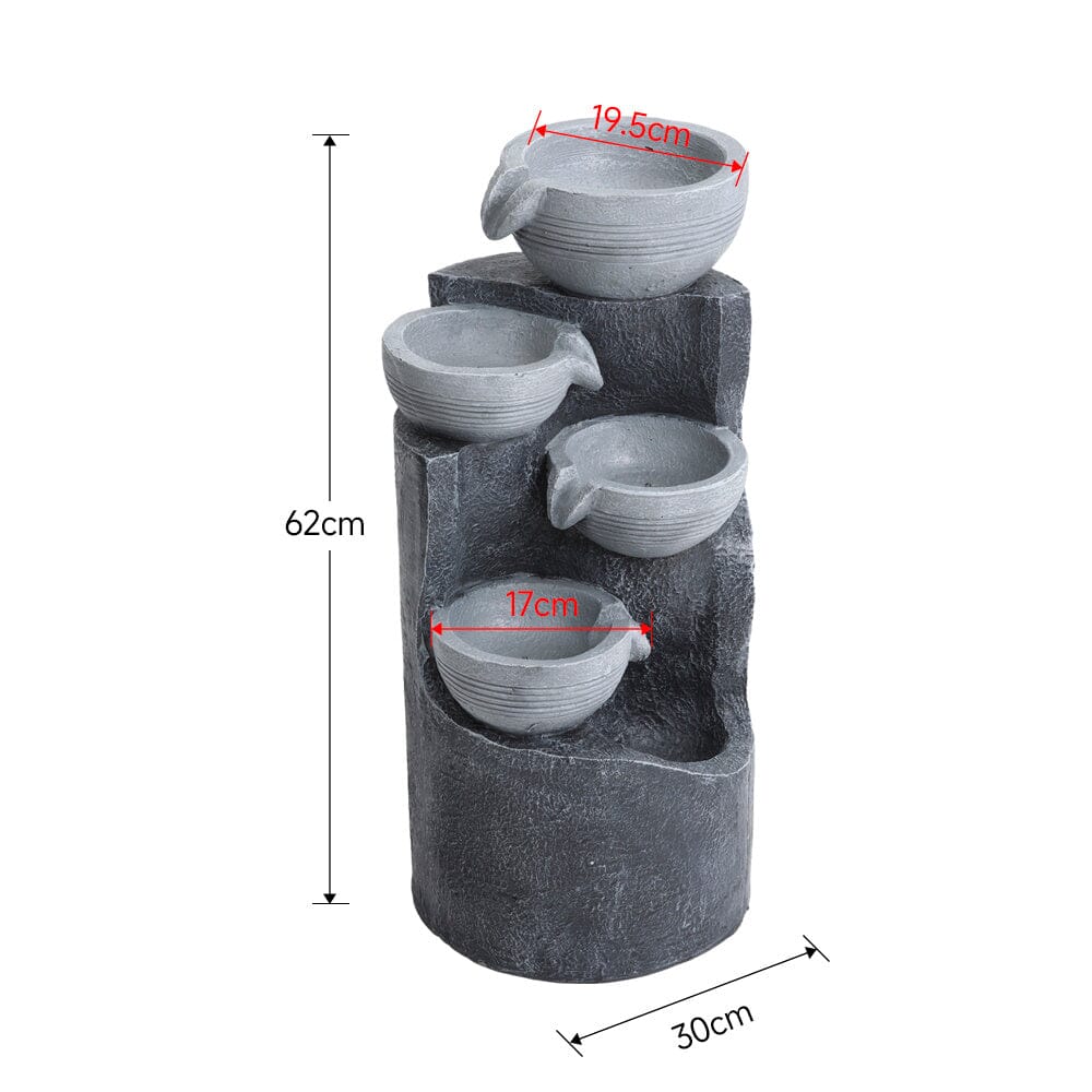 Outdoor Decor Solar-Powered Water Fountain Rockery Decor with LED Light Living and Home 