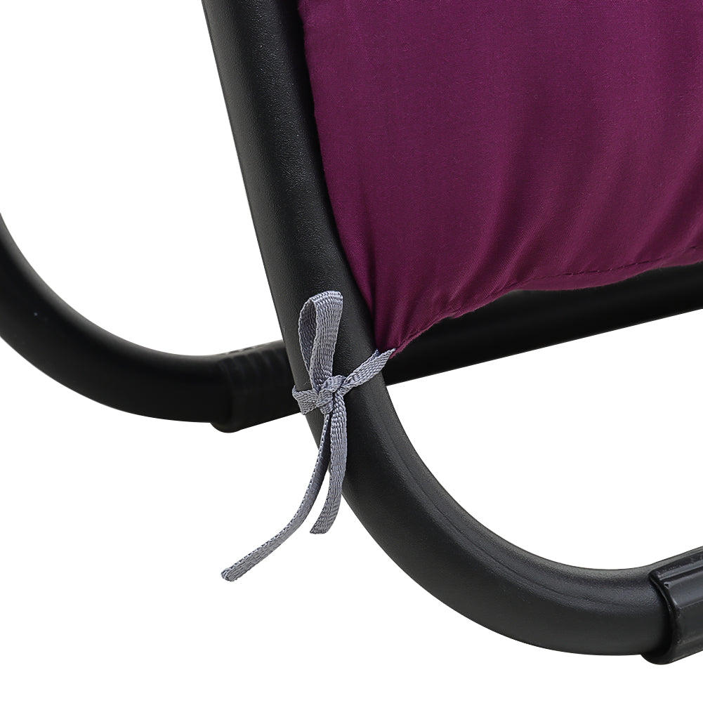 Close-up of the Purple Outdoor Seat Cushion’s bottom tie detail for secure attachment to garden chairs