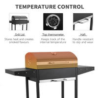 Close-up of Charcoal Grill Features – Durable Grate and Side Table Design for Outdoor Cooking