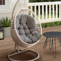 Thick Hanging Egg Swing Cushion placed on a garden egg swing, perfect for relaxing in the outdoors