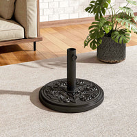 Vintage Freestanding Cement Parasol Base with Floral Pattern