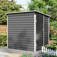 4x6ft Pent Roof Metal Garden Storage Shed with Lockable Door