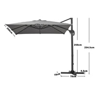 2.5M Grey Garden Cantilever Parasol Umbrella with Base