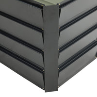 Detailed view of external corner of 7-shape outdoor raised garden bed – robust metal frame for long-lasting use