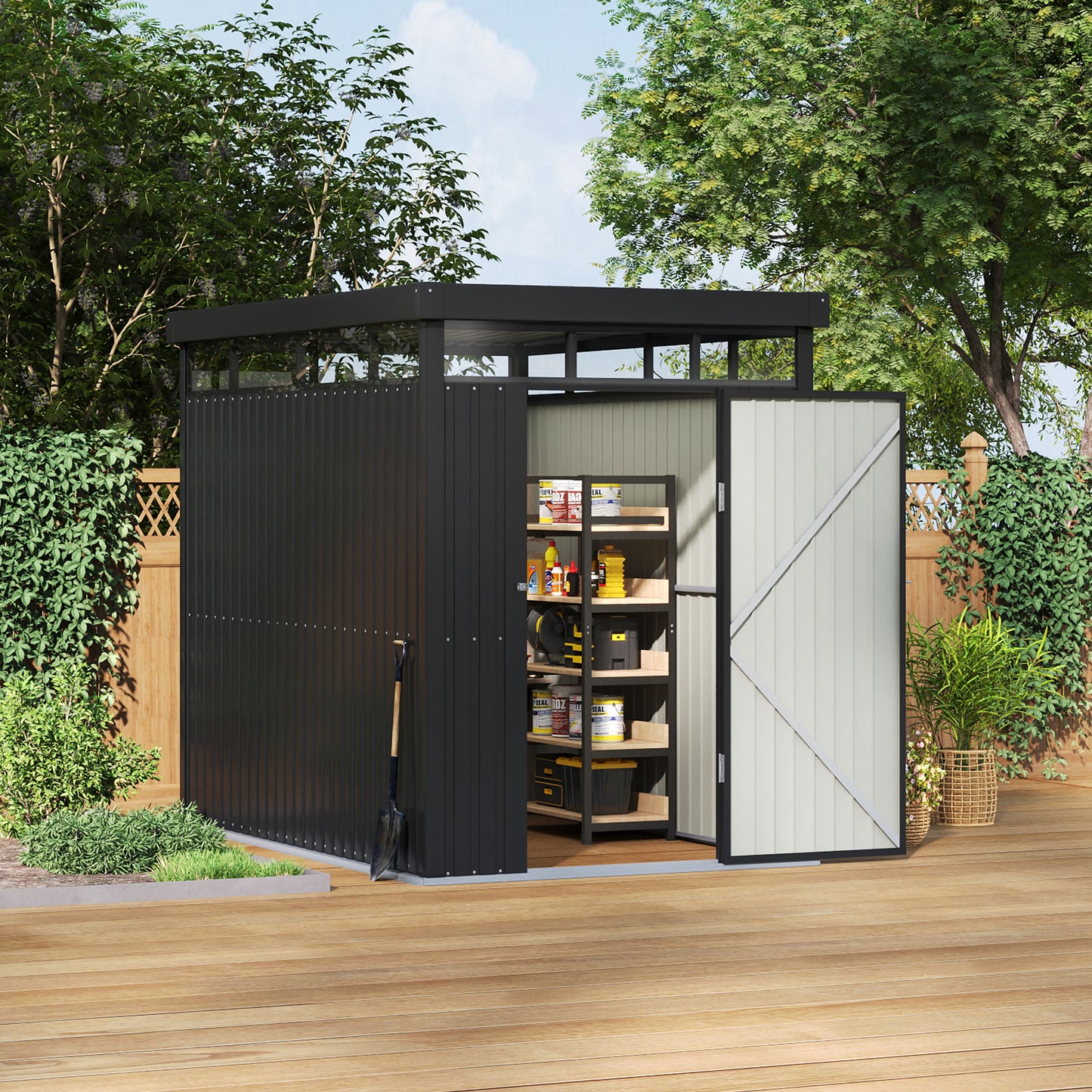 Weatherproof Metal Garden Storage Shed with Lockable Door and Window