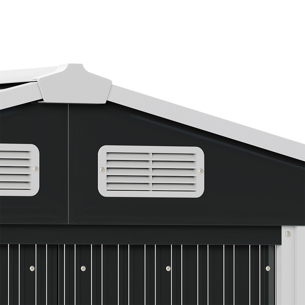 7x4ft Charcoal Black Outdoor Garden Tool Storage Shed – Breeins