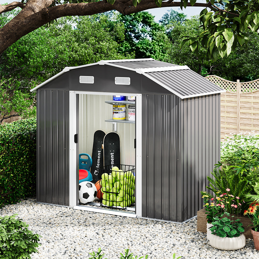 8x4ft galvanized steel acrylic large outdoor tool storage shed – robust design with spacious interior