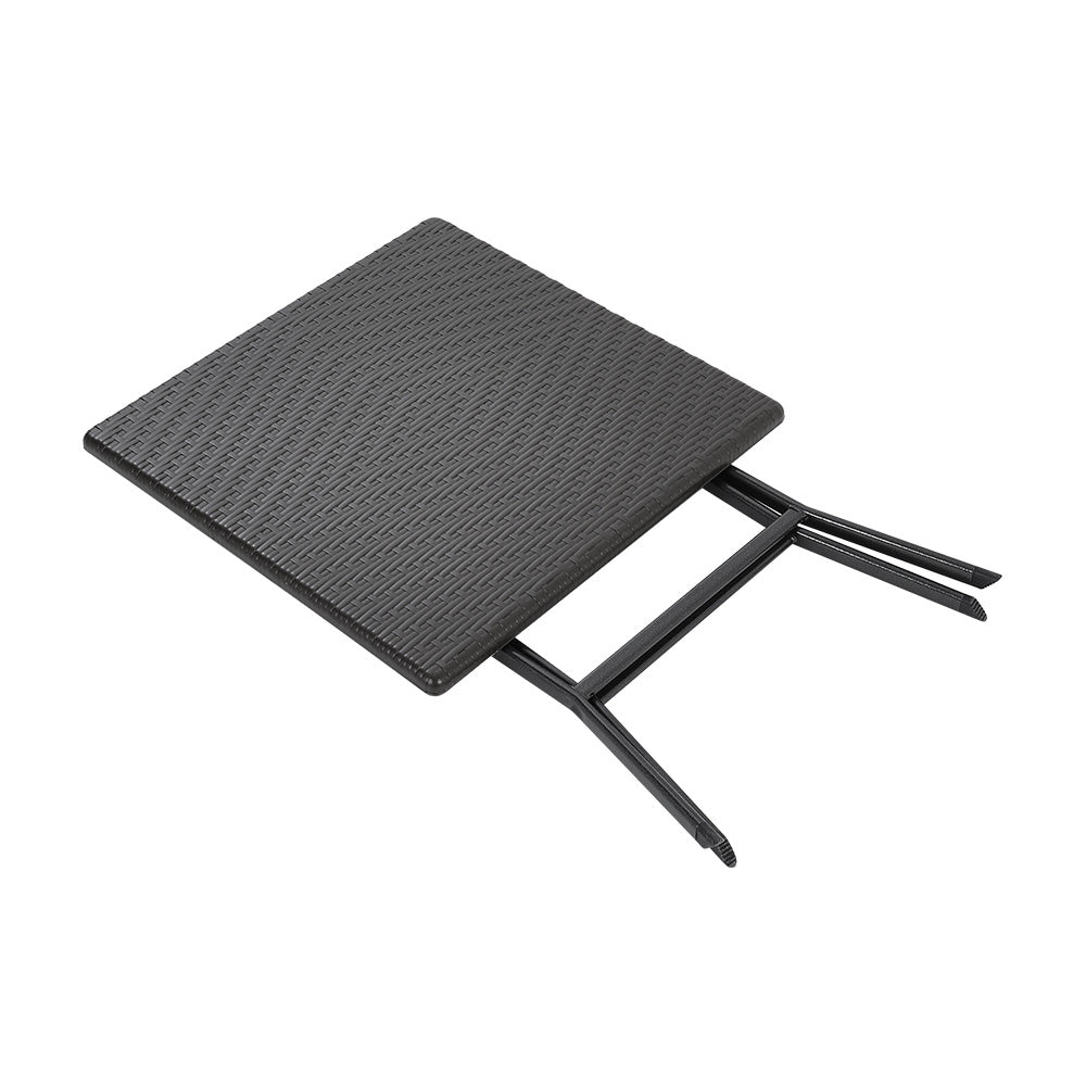 Folded View of Square Rattan Camping Table - Compact and space-saving design for easy transport and storage