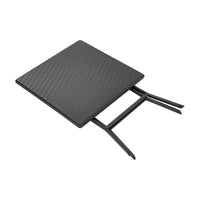 Folded View of Square Rattan Camping Table - Compact and space-saving design for easy transport and storage