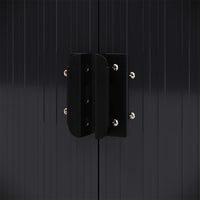 Close-up of ergonomic door handle on 8x4ft galvanized steel acrylic storage shed – secure and easy access