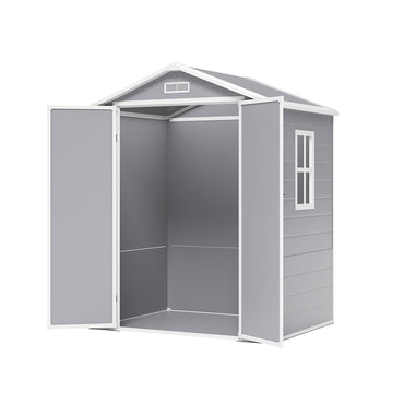 dark grey 10x8ft galvanised steel tool shed with side lean-to on white background