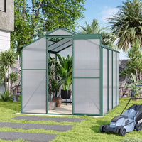 8x6ft aluminium greenhouse in garden with plants – ideal for vegetable and flower cultivation