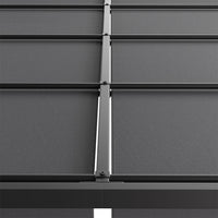 Underneath View of Retractable Canopy Pergola – Steel Roof Frame and Fabric Tension